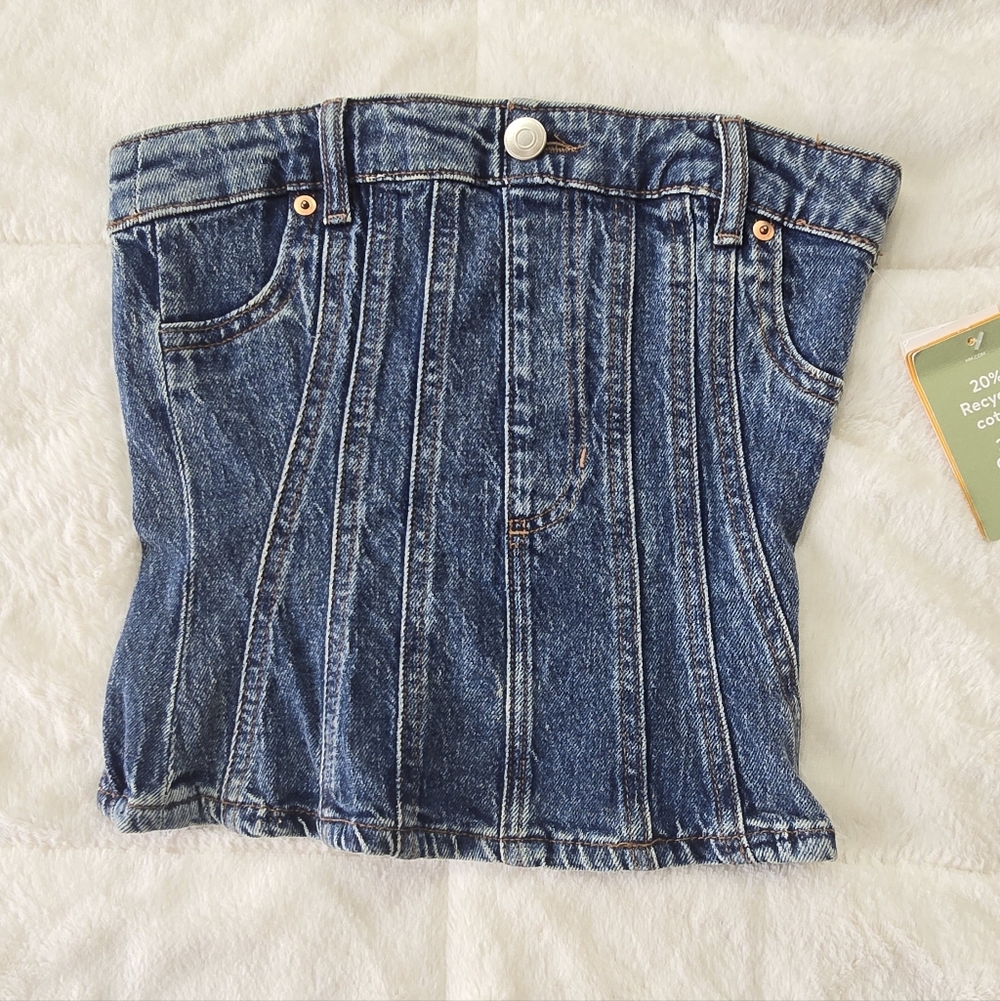 NWT H&M Divided Denim Bustier Corset Top Size XXS